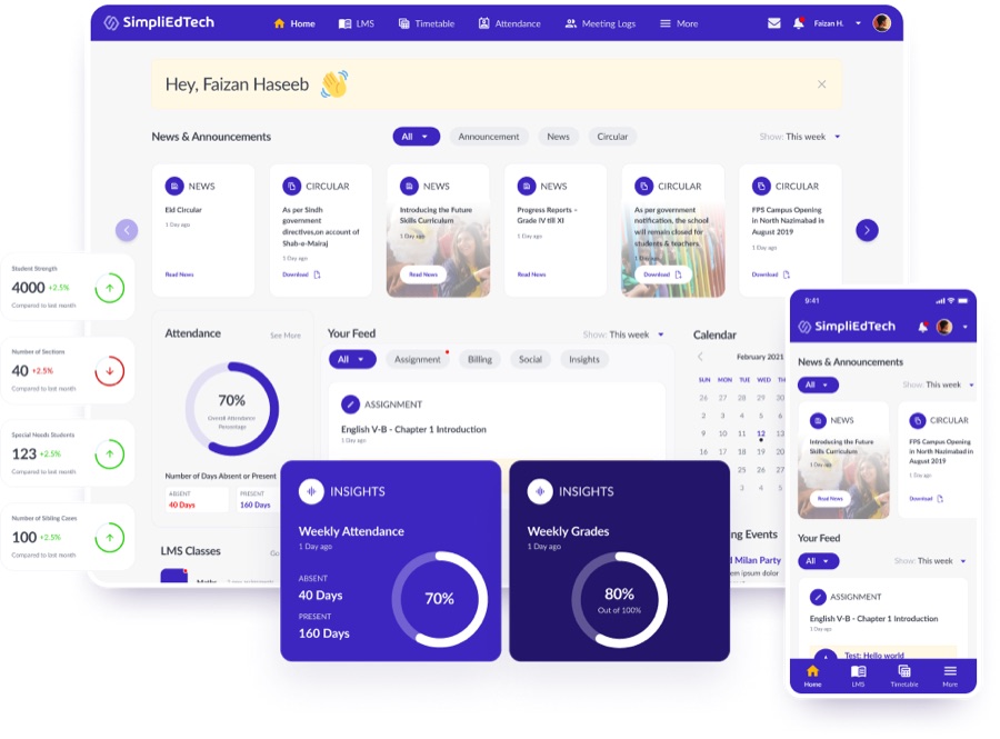 SimpliEd school-management platform dashboard