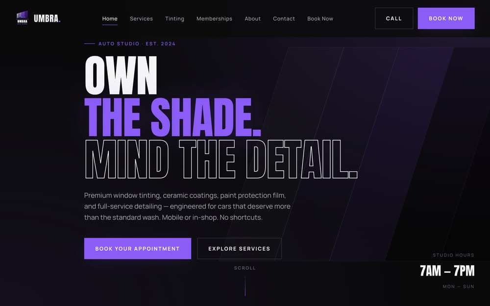 Umbra Auto Studio — Concept site · Next.js project